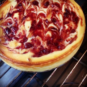 Cranberry Ripple Cheesecake