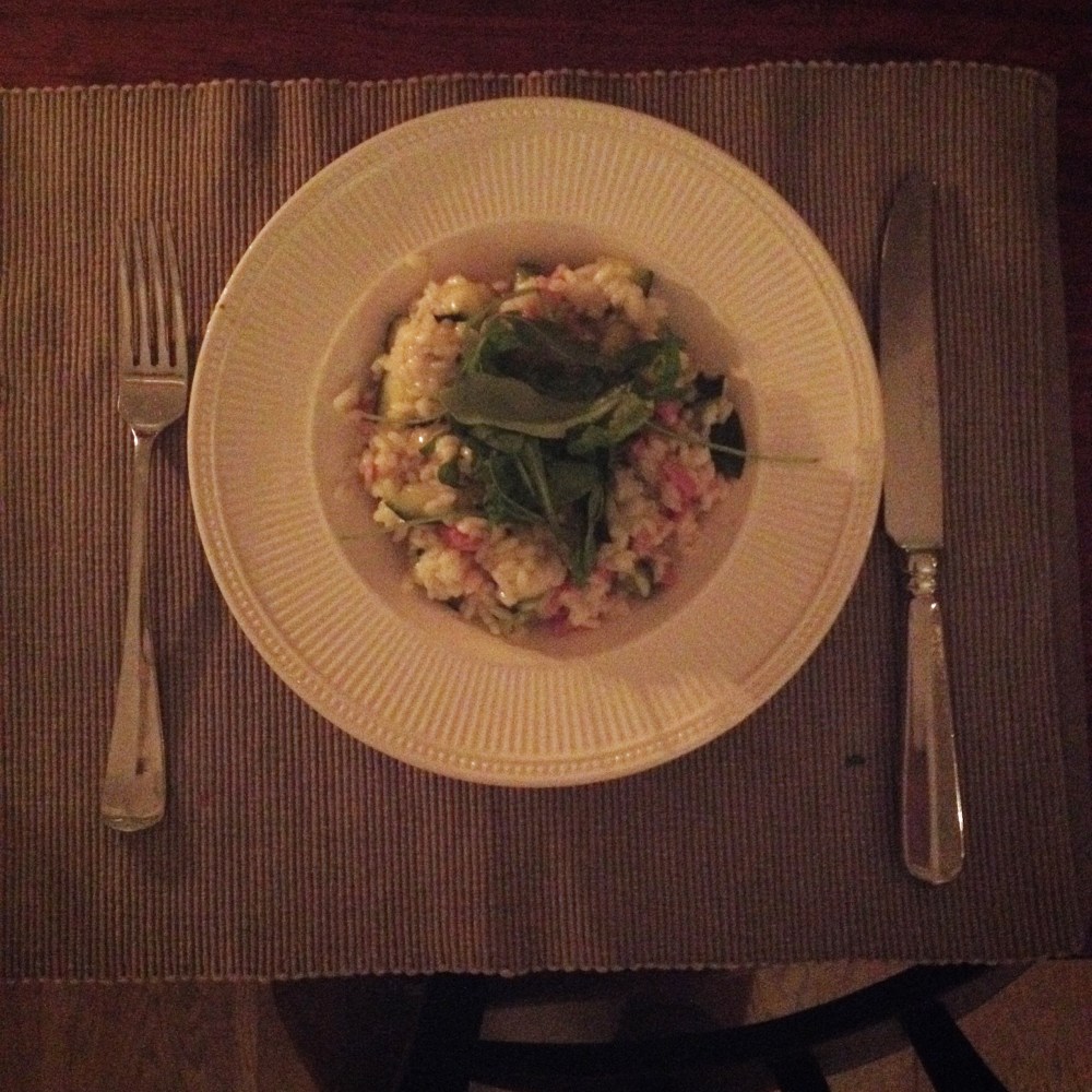 Risotto with bacon and zucchini